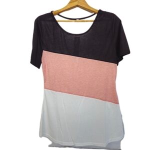 🌼3 for‎ $15🦋 DRESSFO short sleeve top peach black and white ladies size XL New